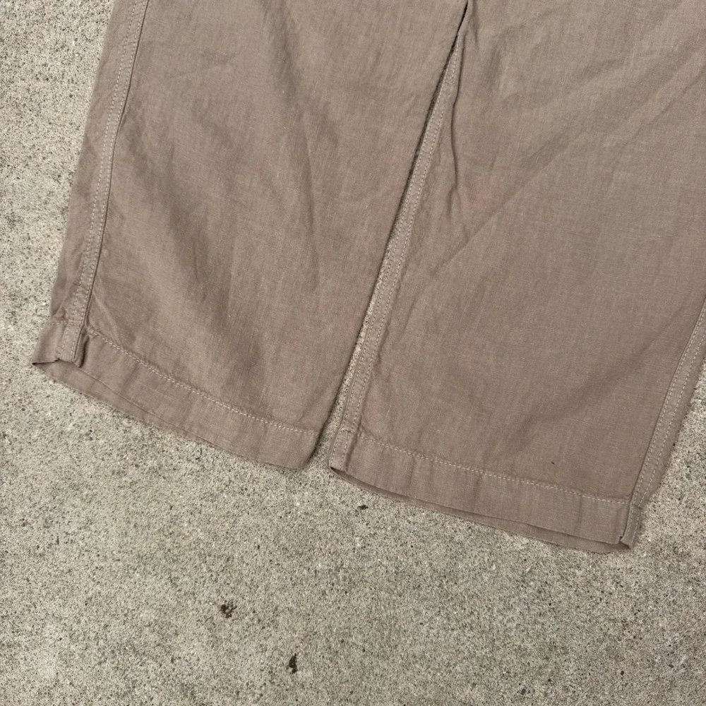 Murano Linen Trousers Mens 36x30 Brown Button Fly Baird McNutt Casual Beachy